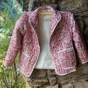 Floral Quilted Jacket with White Trim